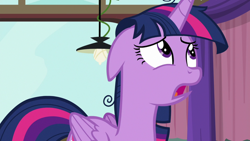 Size: 1920x1080 | Tagged: safe, screencap, character:twilight sparkle, character:twilight sparkle (alicorn), species:alicorn, species:pony, episode:a trivial pursuit, g4, my little pony: friendship is magic, apologetic, ashamed, female, floppy ears, folded wings, guilty, looking up, mare, messy mane, purple eyes, solo, talking