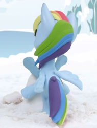 Size: 765x1008 | Tagged: safe, screencap, character:rainbow dash, species:pegasus, species:pony, g4.5, my little pony: stop motion short, my little pony:pony life, cropped, great moments in animation, multicolored hair, multiple legs, six legs, snow, snow pony contest (short), snow sculpture, solo, stop motion, wings