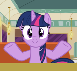 Size: 851x775 | Tagged: safe, screencap, character:twilight sparkle, character:twilight sparkle (alicorn), species:alicorn, species:pony, episode:the saddle row review, g4, my little pony: friendship is magic, cropped, cute, looking at you, smiling, solo, spread hooves, twiabetes