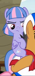 Size: 436x938 | Tagged: safe, screencap, character:quibble pants, character:wind sprint, episode:common ground, g4, my little pony: friendship is magic, cropped, offscreen character, piggyback ride, solo focus, wind sprint is not amused