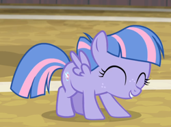 Size: 864x642 | Tagged: safe, screencap, character:wind sprint, episode:common ground, g4, my little pony: friendship is magic, cropped, cute, eyes closed, smiling, solo, sprintabetes