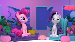 Size: 1920x1080 | Tagged: safe, official, screencap, character:pinkie pie, character:rarity, couch, hello pinkie pie, sitting