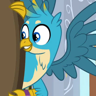 Size: 402x402 | Tagged: safe, screencap, character:gallus, species:griffon, episode:a matter of principals, g4, my little pony: friendship is magic, animated, approval, clenched fist, cropped, cute, gallabetes, gif, male, reaction image, solo, spread wings, wings