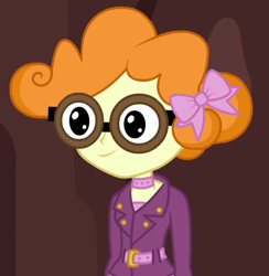 Size: 622x636 | Tagged: safe, screencap, character:scribble dee, episode:five lines you need to stand in, g4, my little pony:equestria girls, bow, cropped, female, glasses, hair bow, music festival outfit, solo
