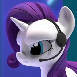 Size: 320x320 | Tagged: safe, screencap, character:rarity, species:pony, species:unicorn, 3d, angry, cropped, female, glare, headset, hello pinkie pie, mare, rarity is not amused, solo, unamused