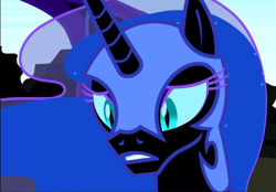Size: 1346x938 | Tagged: safe, screencap, character:nightmare moon, character:princess luna, species:alicorn, species:pony, episode:do princesses dream of magic sheep?, beautiful, bust, cropped, ethereal mane, female, flowing mane, helmet, mare, portrait, sad, slit eyes, solo, worried