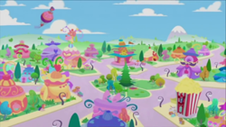 Size: 1280x720 | Tagged: safe, screencap, character:toola roola (g3), g3, g3.5, background, equestria, ever forever green tree, intro, ponyville, ponyville (g3)