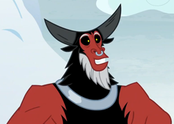 Size: 770x552 | Tagged: safe, screencap, character:lord tirek, species:centaur, episode:frenemies, g4, my little pony: friendship is magic, bust, cloud, cropped, cute, grin, happy, male, mount everhoof, mountain, nose piercing, nose ring, piercing, smiling, snow, solo, tirebetes