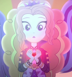Size: 1000x1075 | Tagged: safe, screencap, character:adagio dazzle, character:aria blaze, character:sonata dusk, episode:find the magic, g4, my little pony:equestria girls, adoragio, beautiful, bracelet, clothing, cropped, cute, female, gem, jacket, jewelry, leather jacket, looking at you, offscreen character, raised eyebrows, singing, spiked wristband, the dazzlings, wide eyes, wristband