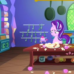 Size: 1029x1029 | Tagged: safe, screencap, species:pony, species:unicorn, episode:all bottled up, g4, my little pony: friendship is magic, cropped, kitchen, solo, teacup poodle, twilight's castle