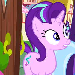 Size: 908x908 | Tagged: safe, screencap, character:starlight glimmer, character:trixie, species:pony, species:unicorn, episode:all bottled up, g4, my little pony: friendship is magic, cropped, offscreen character, solo focus
