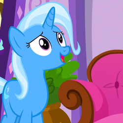 Size: 960x960 | Tagged: safe, screencap, character:trixie, species:pony, species:unicorn, episode:all bottled up, g4, my little pony: friendship is magic, cropped, open mouth, solo