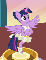 Size: 645x848 | Tagged: safe, screencap, character:twilight sparkle, character:twilight sparkle (alicorn), species:alicorn, species:pony, episode:a royal problem, g4, my little pony: friendship is magic, ballerina, cropped, solo, tutu, twilarina