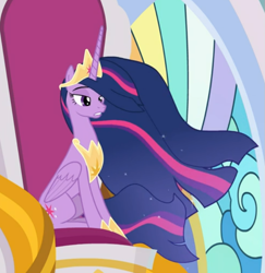Size: 635x654 | Tagged: safe, screencap, character:twilight sparkle, character:twilight sparkle (alicorn), species:alicorn, species:pony, episode:the last problem, g4, my little pony: friendship is magic, cropped, crown, ethereal mane, jewelry, older, older twilight, peytral, princess twilight 2.0, regalia, sitting, solo