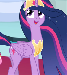 Size: 833x939 | Tagged: safe, screencap, character:twilight sparkle, character:twilight sparkle (alicorn), species:alicorn, species:pony, episode:the last problem, g4, my little pony: friendship is magic, cropped, crown, cute, ethereal mane, jewelry, older, older twilight, open mouth, peytral, princess twilight 2.0, regalia, smiling, solo, twiabetes