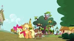 Size: 1280x720 | Tagged: safe, screencap, character:apple bloom, character:applejack, character:winona, episode:just for sidekicks, g4, my little pony: friendship is magic