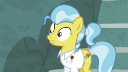 Size: 1920x1080 | Tagged: safe, screencap, character:doctor fauna, species:earth pony, species:pony, episode:she talks to angel, g4, my little pony: friendship is magic, clothing, female, mare, ponytail, shirt, solo, tail wrap