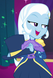 Size: 648x952 | Tagged: safe, screencap, character:trixie, equestria girls:spring breakdown, g4, my little pony:equestria girls, clothing, cropped, hat, magician outfit
