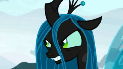 Size: 1920x1080 | Tagged: safe, screencap, character:cozy glow, character:queen chrysalis, species:changeling, species:pegasus, species:pony, episode:frenemies, g4, my little pony: friendship is magic, animated, beanie, bell, clothing, crown, grogar's bell, hat, jacket, jewelry, pure concentrated unfiltered evil of the utmost potency, pure unfiltered evil, regalia, sound, talking, webm