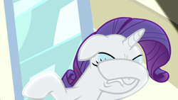 Size: 1920x1080 | Tagged: safe, screencap, character:rarity, species:pony, species:unicorn, episode:dragon dropped, g4, my little pony: friendship is magic, angry, eyes closed, facehoof, female, floppy ears, mare, raised hoof, solo