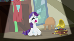 Size: 1920x1080 | Tagged: safe, screencap, character:rarity, species:pony, species:unicorn, episode:dragon dropped, g4, my little pony: friendship is magic, anatomically incorrect, female, incorrect leg anatomy, mare, post office, record player, solo