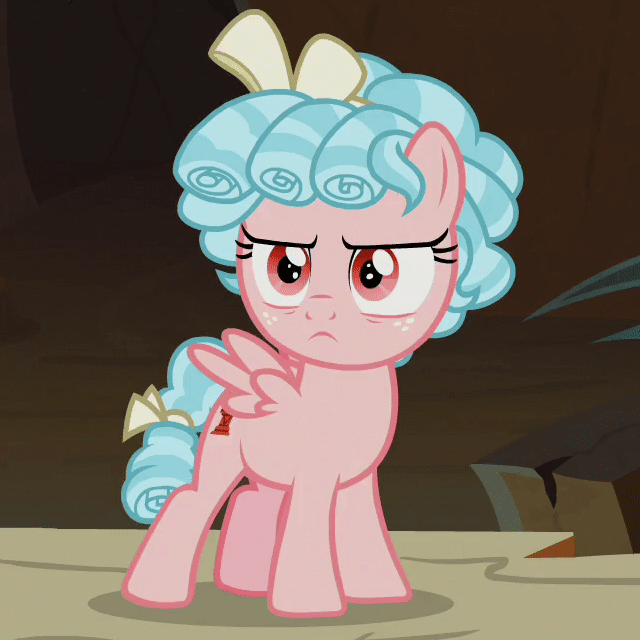 Size: 640x640 | Tagged: safe, screencap, character:cozy glow, character:lord tirek, species:centaur, species:pegasus, species:pony, episode:frenemies, g4, my little pony: friendship is magic, animated, better way to be bad, cozy glow is not amused, cozybetes, cozybuse, cropped, cute, disappointed, gif, offscreen character, pointing, shocked, unamused