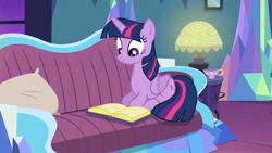 Size: 1920x1080 | Tagged: safe, screencap, character:twilight sparkle, character:twilight sparkle (alicorn), species:alicorn, species:pony, episode:amending fences, g4, my little pony: friendship is magic, female, mare, prone, reading, solo