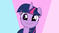 Size: 1920x1080 | Tagged: safe, screencap, character:twilight sparkle, character:twilight sparkle (alicorn), species:alicorn, species:pony, episode:amending fences, g4, my little pony: friendship is magic, abstract background, cute, female, looking at you, mare, simple background, smiling, solo, twiabetes