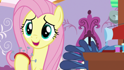 Size: 1920x1080 | Tagged: safe, screencap, character:fluttershy, episode:dragon dropped, g4, my little pony: friendship is magic, pincushion, sewing machine, solo