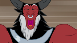 Size: 1280x720 | Tagged: safe, screencap, character:lord tirek, species:centaur, episode:frenemies, g4, my little pony: friendship is magic, better way to be bad, crown, cute, eyes closed, happy, jewelry, male, nose piercing, nose ring, open mouth, piercing, regalia, singing, solo, tirebetes, uvula