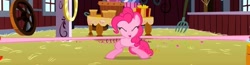 Size: 1136x295 | Tagged: safe, screencap, character:pinkie pie, episode:party of one, g4, my little pony: friendship is magic, great moments in animation, stretch, stretchy, taffy arms