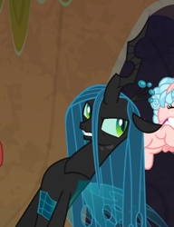 Size: 655x853 | Tagged: safe, screencap, character:cozy glow, character:queen chrysalis, episode:frenemies, g4, my little pony: friendship is magic, angry, cropped, offscreen character, solo