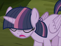 Size: 1222x938 | Tagged: safe, screencap, character:mean twilight sparkle, episode:the mean 6, g4, my little pony: friendship is magic, cropped, eyes closed, head down, open mouth, solo