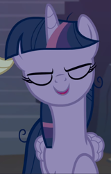 Size: 601x938 | Tagged: safe, screencap, character:mean twilight sparkle, episode:the mean 6, g4, my little pony: friendship is magic, cropped, eyes closed, open mouth, smiling, solo