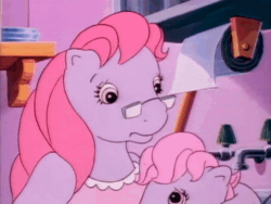 Size: 640x480 | Tagged: safe, screencap, character:clover (g1), species:pony, episode:out of luck, g1, my little pony tales, animated, female, glasses, mare, mother and child, mother and daughter, sound, teapot, webm