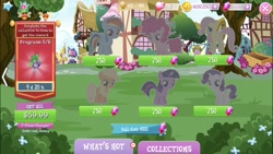 Size: 667x375 | Tagged: safe, gameloft, screencap, character:applejack, character:fluttershy, character:pinkie pie, character:rainbow dash, character:rarity, character:twilight sparkle, species:earth pony, species:pegasus, species:pony, species:unicorn, costs real money, crack is cheaper, female, filly, foal, gem, greedloft, mane six