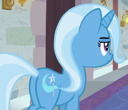 Size: 677x583 | Tagged: safe, screencap, character:trixie, species:pony, species:unicorn, episode:a horse shoe-in, g4, my little pony: friendship is magic, butt, cropped, female, mare, plot, school of friendship, solo