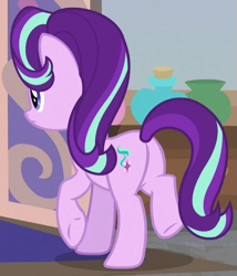 Size: 471x551 | Tagged: safe, screencap, character:starlight glimmer, species:pony, species:unicorn, episode:a horse shoe-in, g4, my little pony: friendship is magic, butt, cropped, female, glimmer glutes, mare, plot, solo
