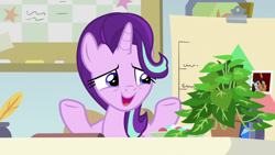 Size: 1920x1080 | Tagged: safe, screencap, character:octavia melody, character:phyllis, character:starlight glimmer, species:pony, species:unicorn, episode:a horse shoe-in, g4, my little pony: friendship is magic, female, mare, philodendron, plant, potted plant, solo