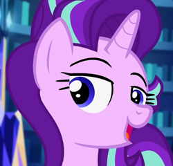 Size: 618x593 | Tagged: safe, screencap, character:starlight glimmer, species:pony, species:unicorn, equestria girls:mirror magic, g4, my little pony:equestria girls, cropped, cute, looking at you, open mouth, solo