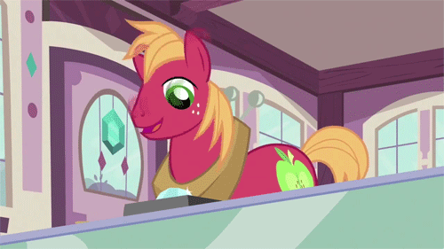 Size: 500x281 | Tagged: safe, screencap, character:big mcintosh, episode:hearts and hooves day, g4, my little pony: friendship is magic, animated, cute, gem, gif, jewelry, jewelry store, macabetes, nodding, reaction image, solo