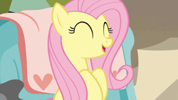 Size: 1920x1080 | Tagged: safe, screencap, character:fluttershy, species:pegasus, species:pony, episode:discordant harmony, g4, my little pony: friendship is magic, cute, eyes closed, female, happy, mare, open mouth, shyabetes, solo