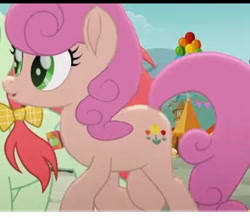Size: 729x636 | Tagged: safe, screencap, character:meadow bloom, species:earth pony, species:pony, friendship is magic: rainbow roadtrip, g4, my little pony: friendship is magic, apple juice (character), background pony, cropped, female, juice, mare, meadow bloom, solo focus