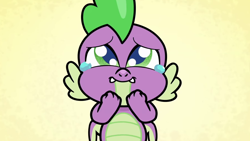 Size: 1920x1080 | Tagged: safe, screencap, character:spike, species:dragon, episode:cute-pocalypse meow, g4.5, my little pony:pony life, spoiler:pony life s01e03, crying, cute, male, solo, spikabetes, tears of joy, winged spike