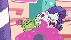 Size: 1920x1080 | Tagged: safe, screencap, character:gummy, character:rarity, species:pony, species:unicorn, episode:bad thing no. 3, g4.5, my little pony:pony life, spoiler:pony life s01e05, alligator, female, slapping