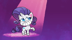 Size: 1920x1080 | Tagged: safe, screencap, character:rarity, species:pony, species:unicorn, g4.5, my little pony:pony life, bean mouth, diamond, raised hoof, smiling, solo
