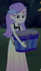 Size: 398x690 | Tagged: safe, screencap, equestria girls:sunset's backstage pass, g4, my little pony:equestria girls, bongos, clothing, cropped, female, sleeveless, snow flower, solo, tank top