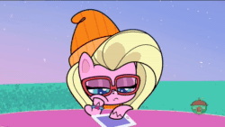 Size: 1920x1080 | Tagged: safe, screencap, species:pony, episode:cute-pocalypse meow, g4.5, my little pony:pony life, spoiler:pony life s01e03, animated, bored, bubbles (cat), buttershy, female, glasses, help, mare, ponies with technology, solo, sound, tablet, treehouse logo, webm