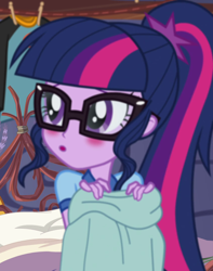 Size: 850x1078 | Tagged: safe, screencap, character:twilight sparkle, character:twilight sparkle (scitwi), species:eqg human, equestria girls:legend of everfree, g4, my little pony:equestria girls, blurry, blushing, cropped, out of focus, solo