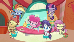 Size: 1920x1080 | Tagged: safe, screencap, character:applejack, character:fluttershy, character:pinkie pie, character:rainbow dash, character:rarity, character:twilight sparkle, species:alicorn, species:earth pony, species:pegasus, species:pony, species:unicorn, episode:bad thing no. 3, g4.5, my little pony:pony life, spoiler:pony life s01e05, applejack is not amused, fluttershy is not amused, mane six, pinkie pie is not amused, rainbow dash is not amused, twilight is not amused, unamused